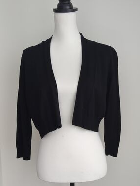 Cynthia Rowley Black Cropped Open-Front Cardigan